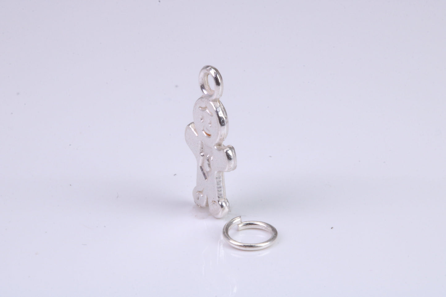 Ginger Bread Man Charm, Traditional Charm, Made from Solid 925 Grade Sterling Silver, Complete with Attachment Link