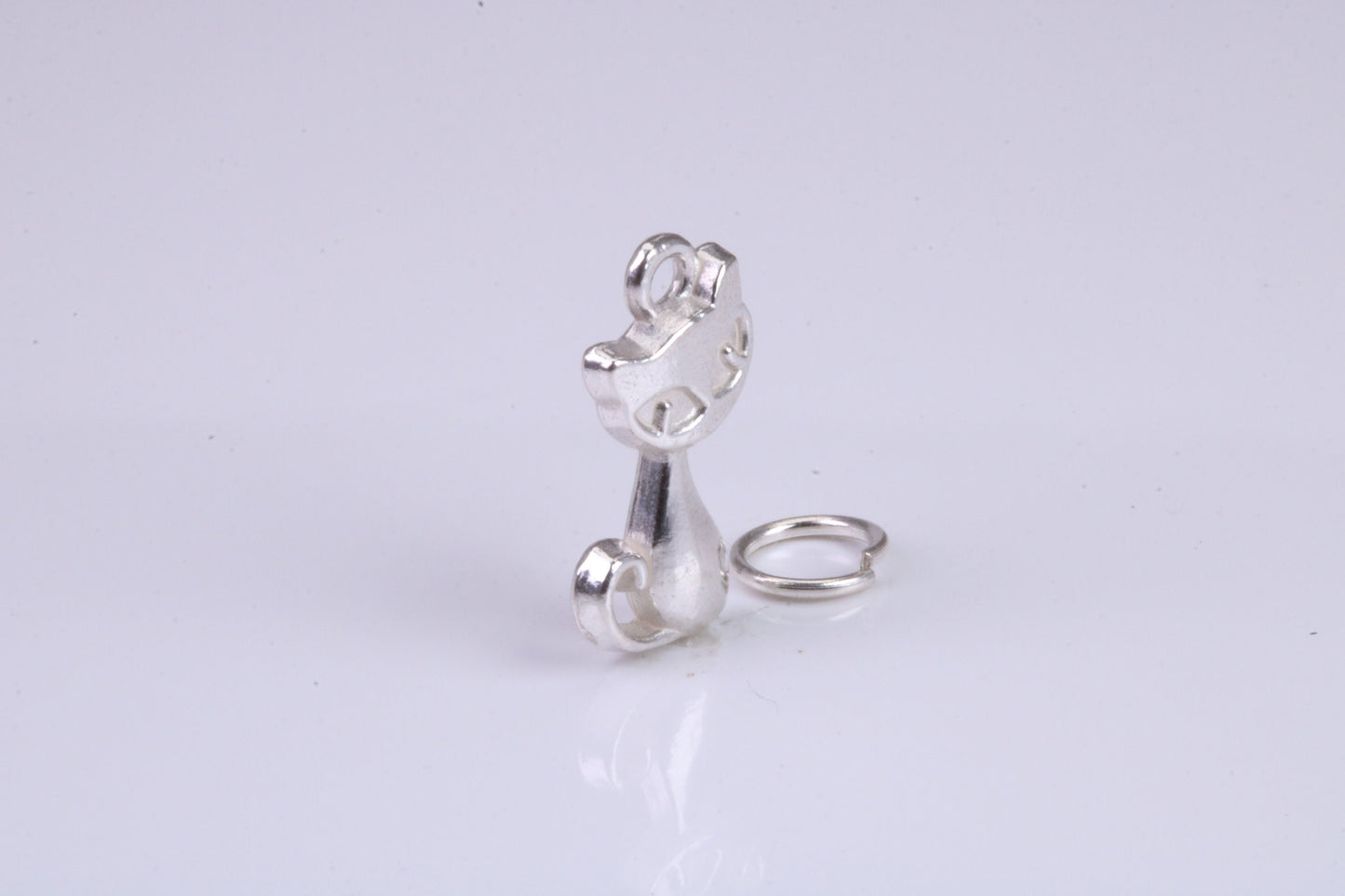Cat Charm, Traditional Charm, Made from Solid 925 Grade Sterling Silver, Complete with Attachment Link