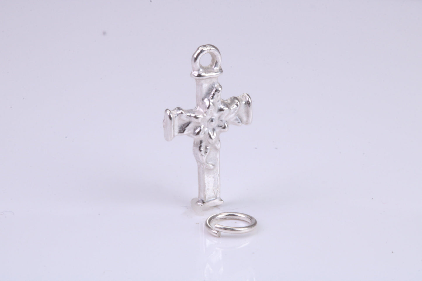 Cross Charm, Traditional Charm, Made from Solid 925 Grade Sterling Silver, Complete with Attachment Link