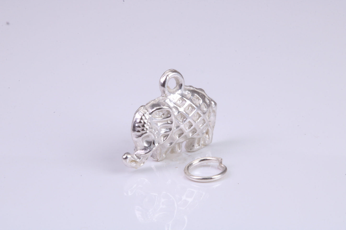 Elephant Charm, Traditional Charm, Made from Solid 925 Grade Sterling Silver, Complete with Attachment Link