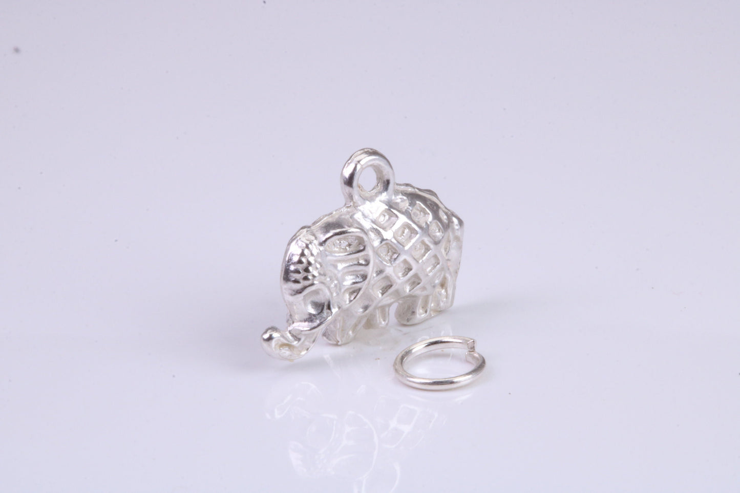 Elephant Charm, Traditional Charm, Made from Solid 925 Grade Sterling Silver, Complete with Attachment Link