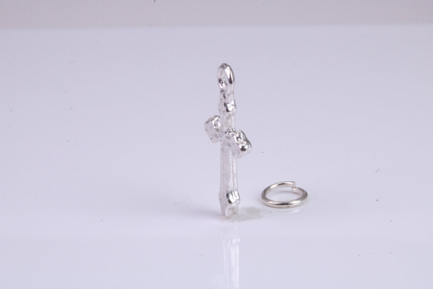 Cross Charm, Traditional Charm, Made from Solid 925 Grade Sterling Silver, Complete with Attachment Link