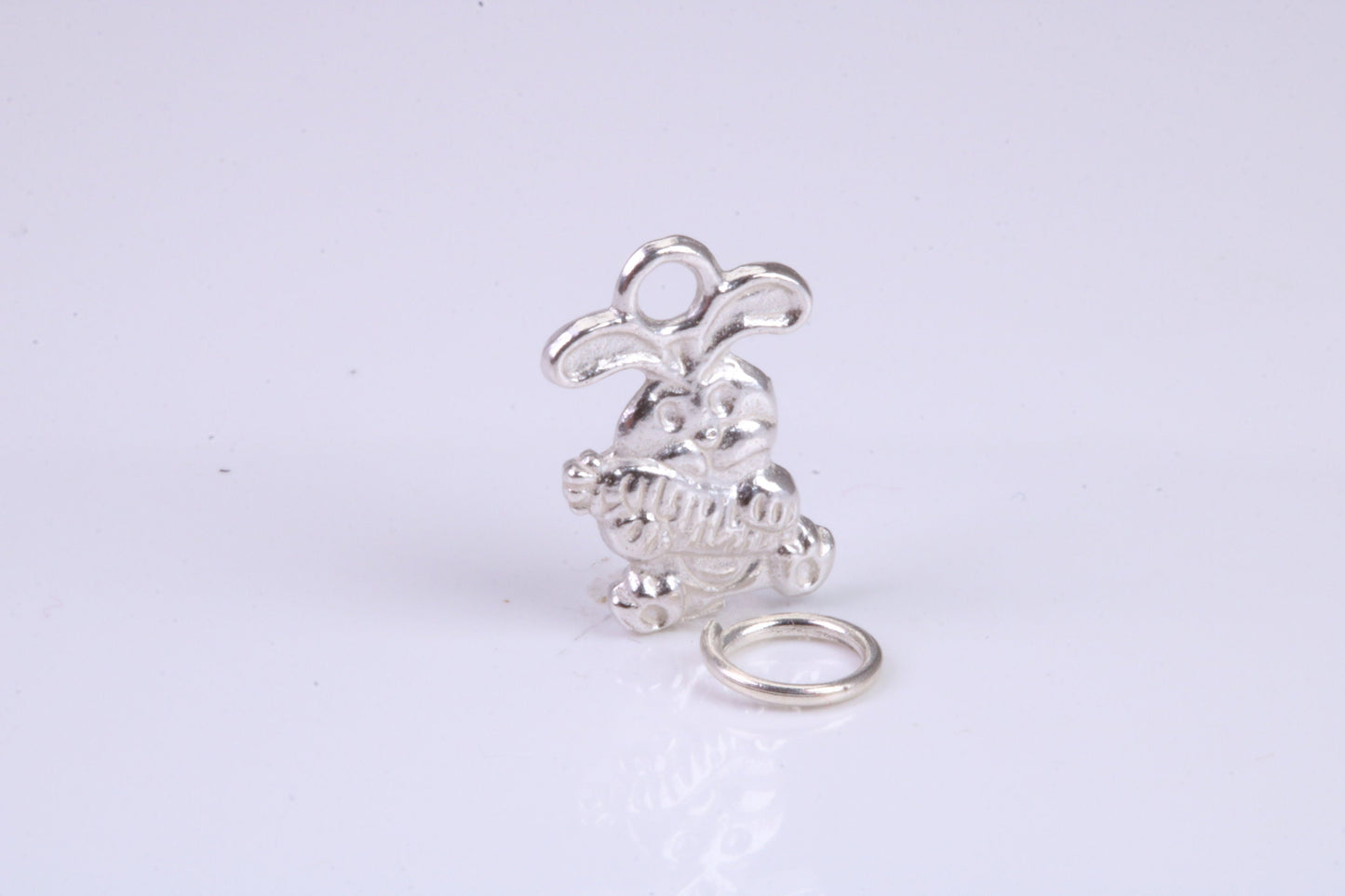 Bunny Rabbit Charm, Traditional Charm, Made from Solid 925 Grade Sterling Silver, Complete with Attachment Link