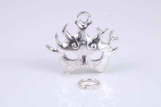 Pantomime Mask Charm, Traditional Charm, Made from Solid 925 Grade Sterling Silver, Complete with Attachment Link