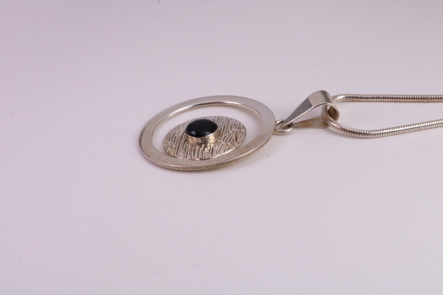 Black Onyx set Necklace, made from solid Sterling Silver, 18 Inches Long Snake Chain