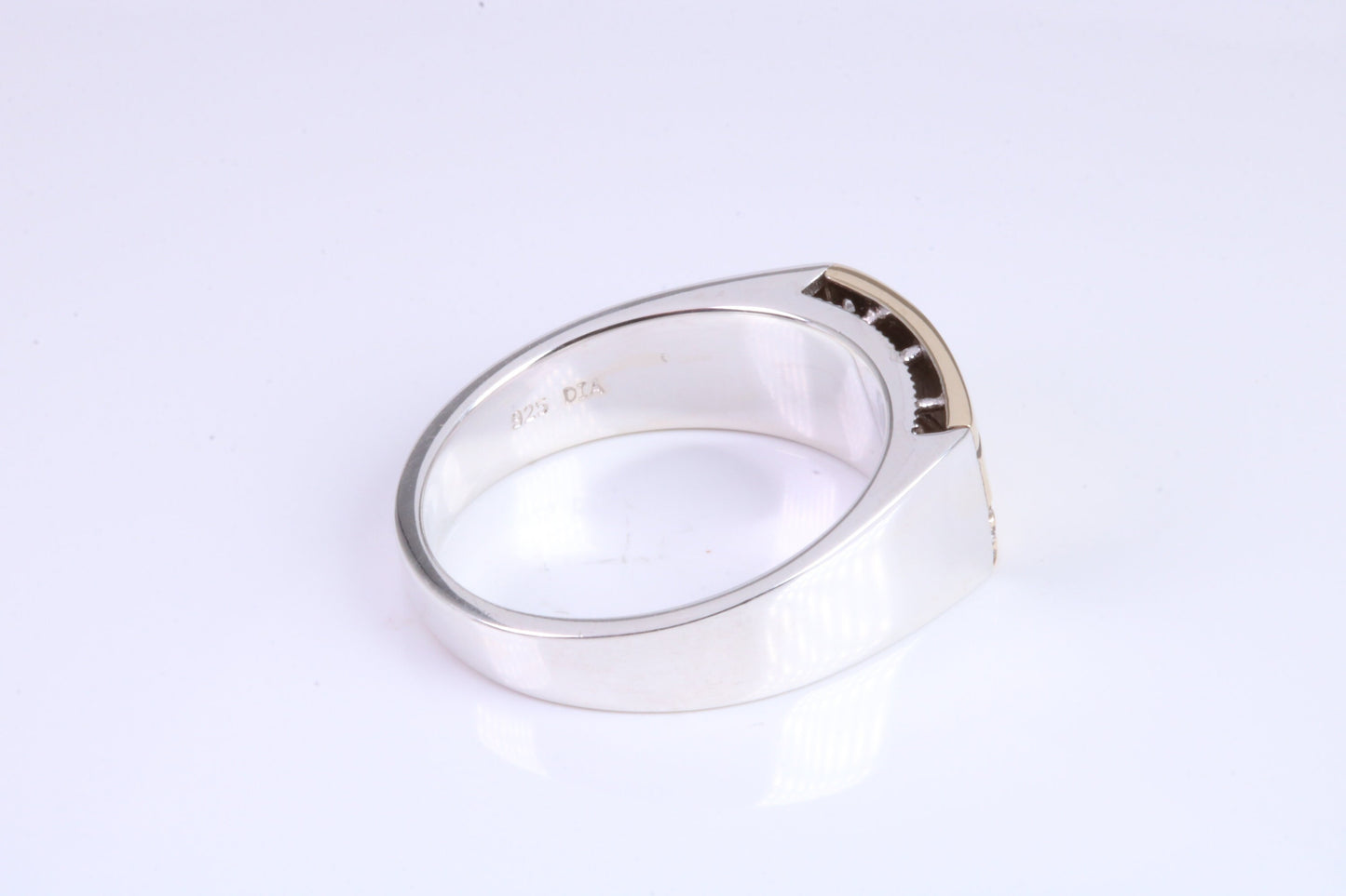 Gents Diamond set Signet Ring, Made from Yellow Gold and Silver, British Hallmarked