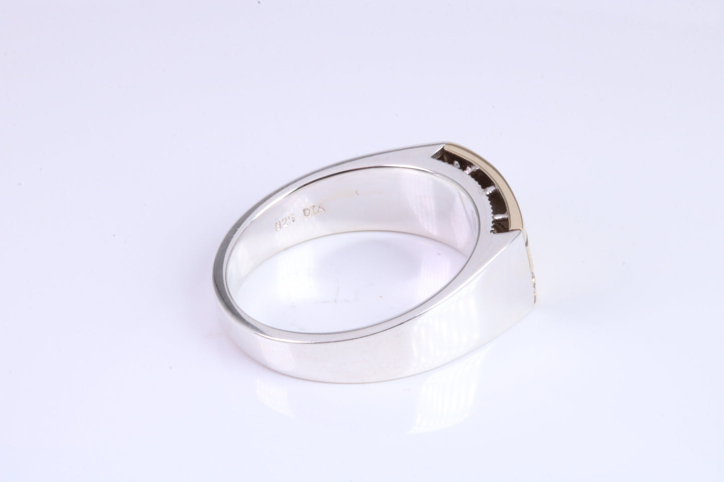 Gents Diamond set Signet Ring, Made from Yellow Gold and Silver, British Hallmarked