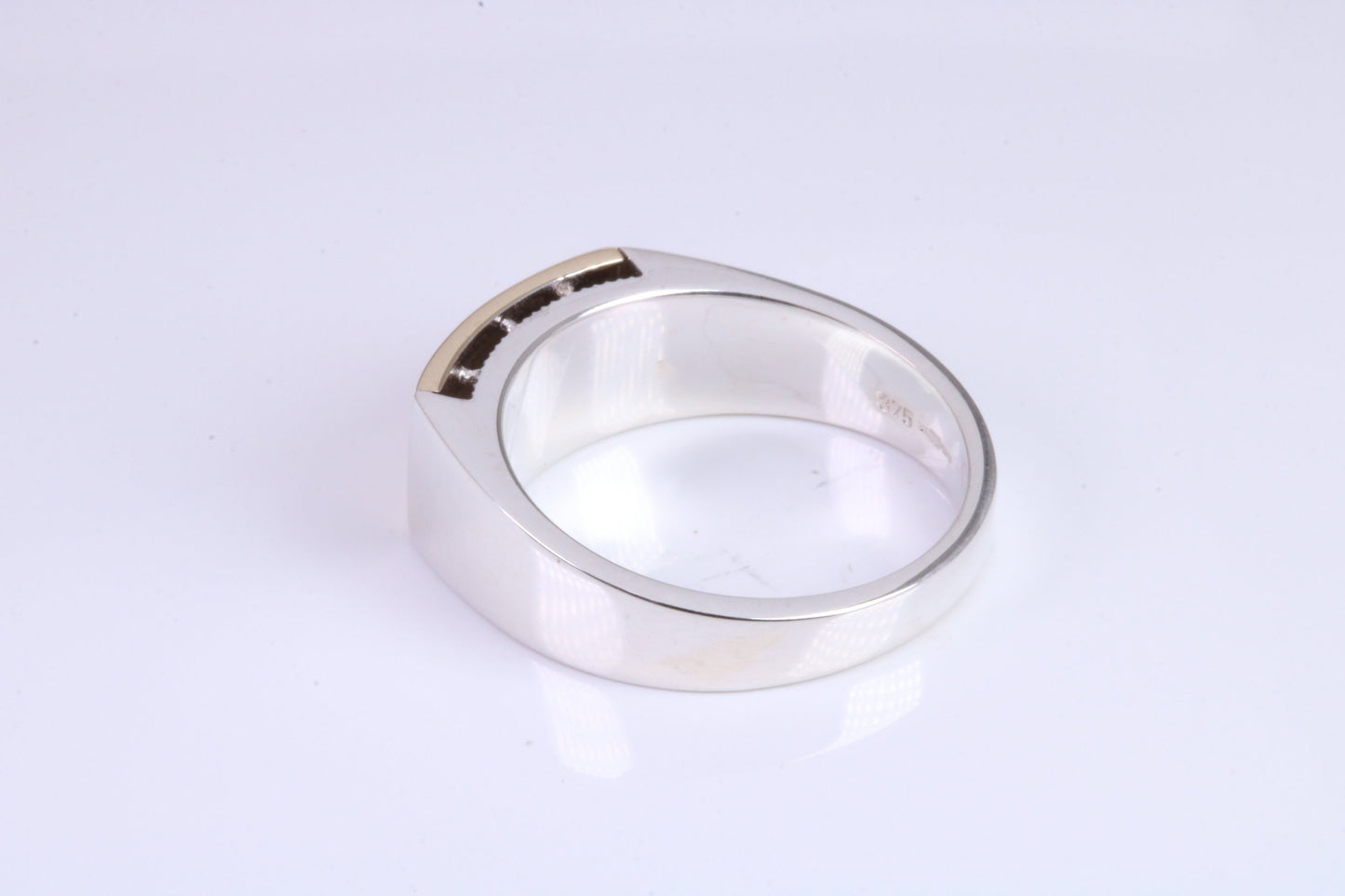Gents Diamond set Signet Ring, Made from Yellow Gold and Silver, British Hallmarked