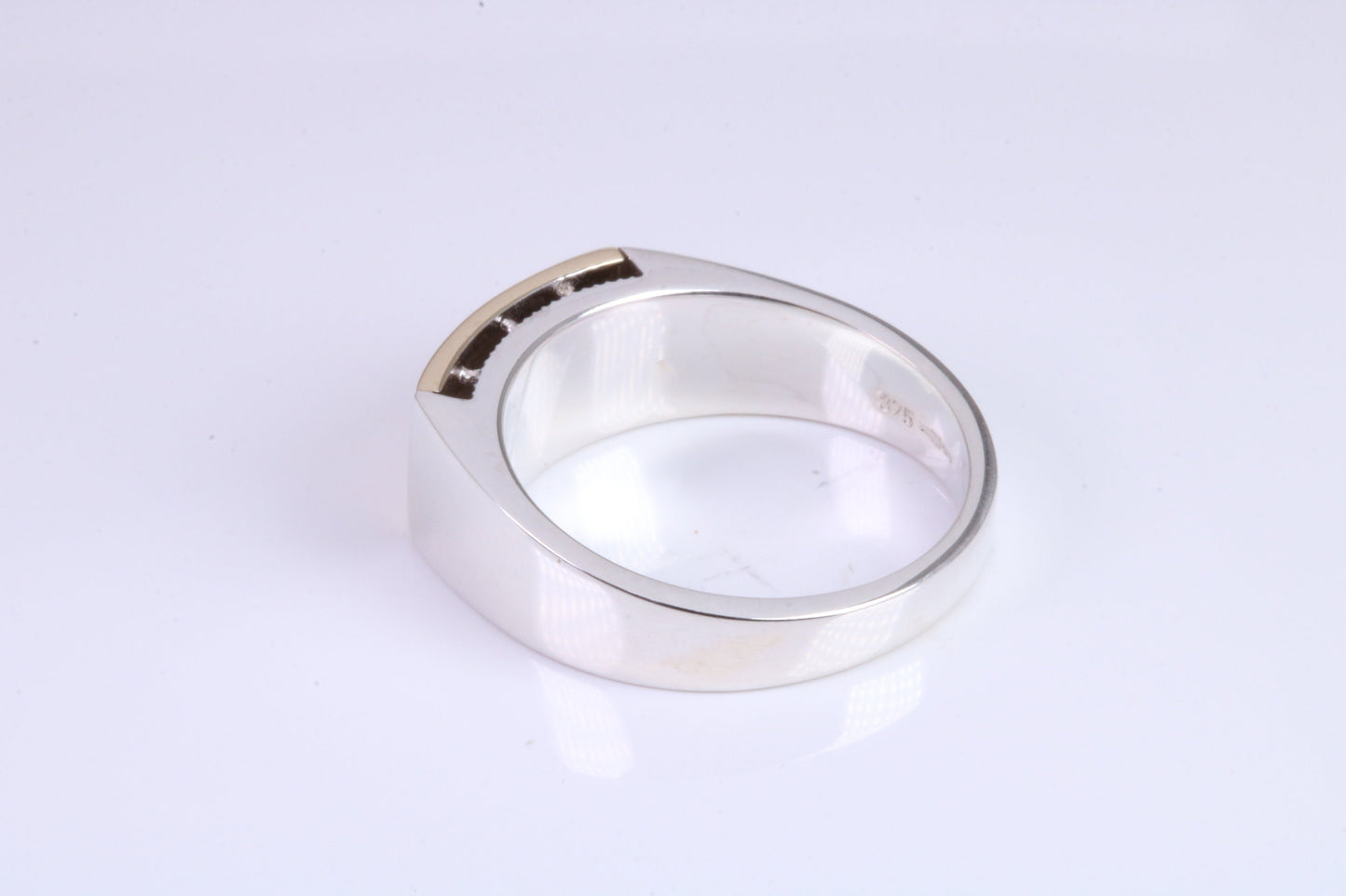 Gents Diamond set Signet Ring, Made from Yellow Gold and Silver, British Hallmarked