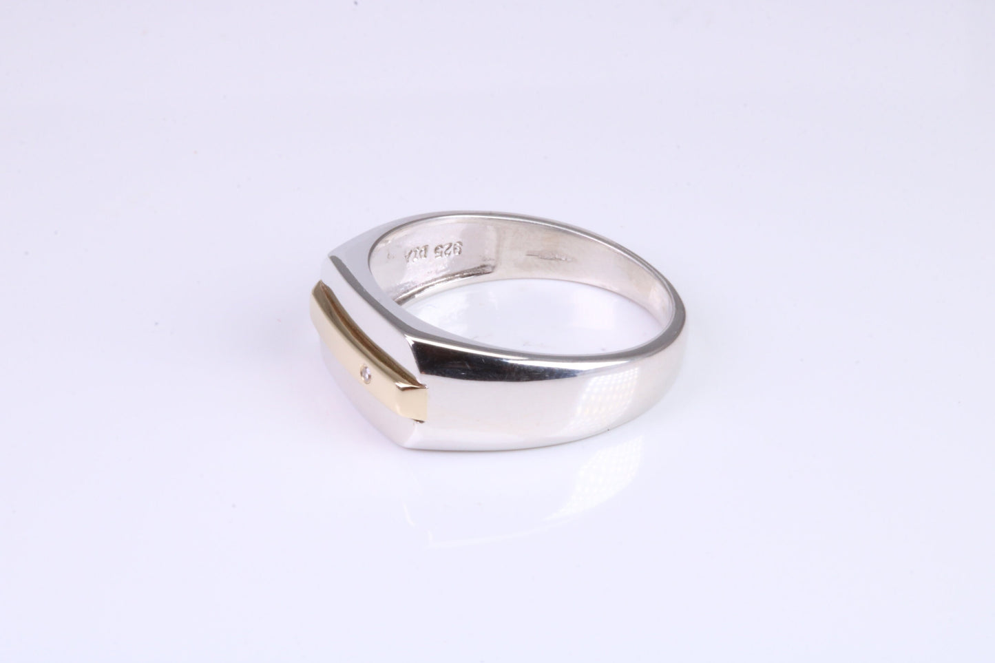 Gents Diamond set Signet Ring, Made from Yellow Gold and Silver, British Hallmarked