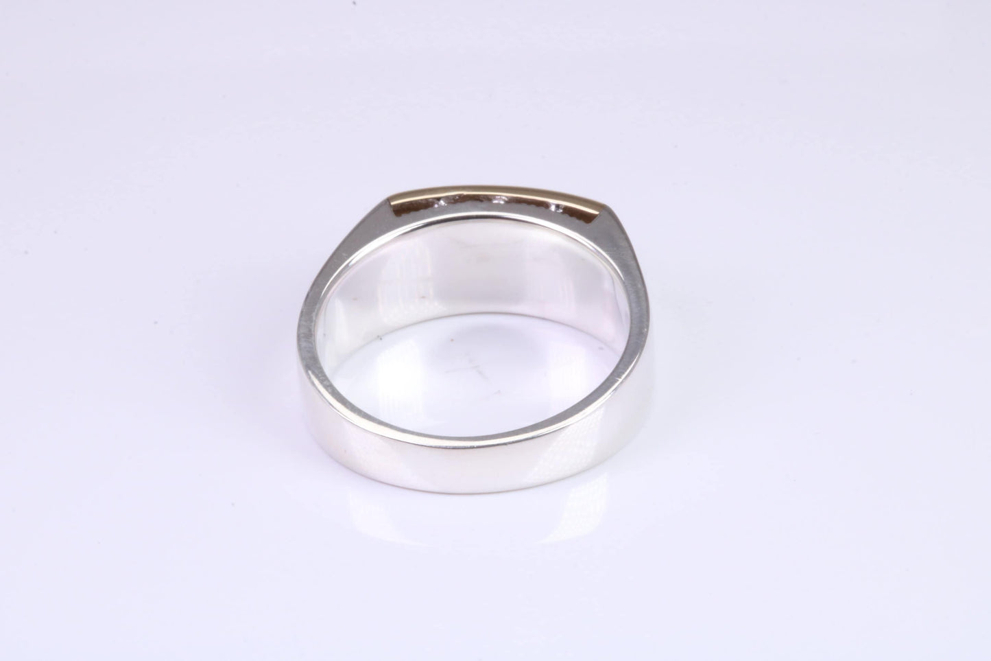 Gents Diamond Encrusted Signet Ring, Made from Yellow Gold and Silver, British Hallmarked