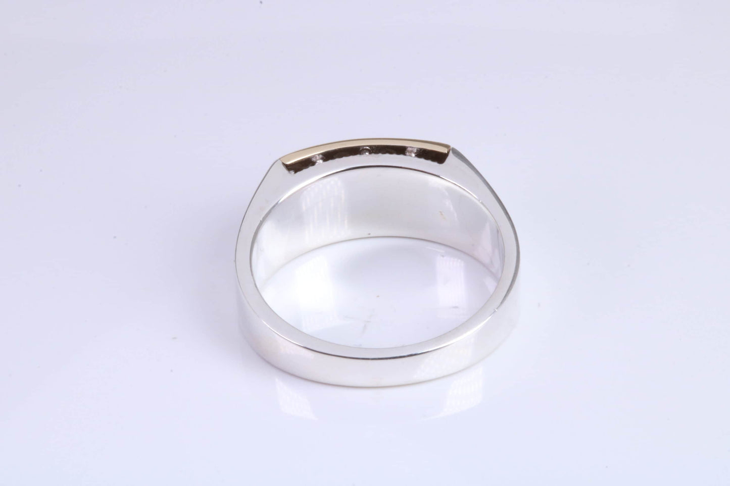 Gents Diamond set Signet Ring, Made from Yellow Gold and Silver, British Hallmarked
