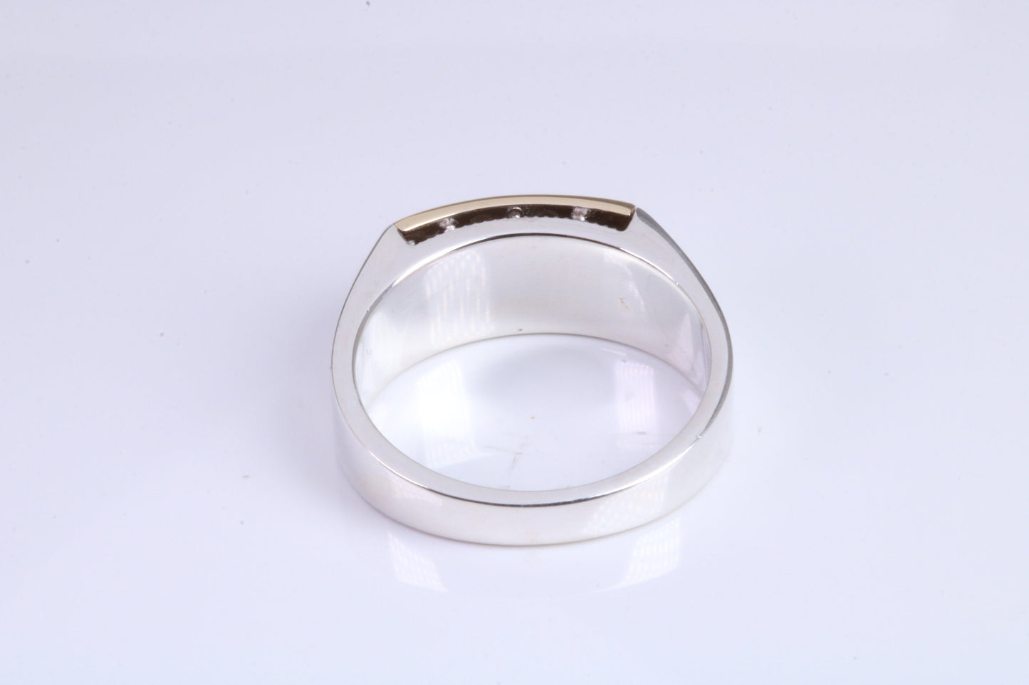 Gents Diamond set Signet Ring, Made from Yellow Gold and Silver, British Hallmarked