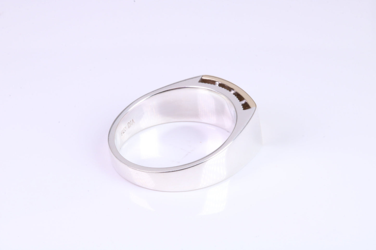 Gents Diamond set Signet Ring, Made from Yellow Gold and Silver, British Hallmarked