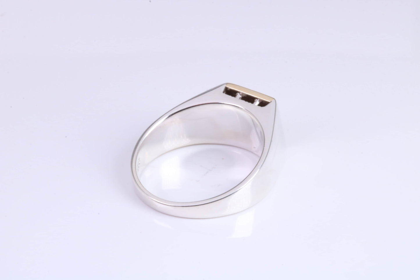 Gents Diamond set Signet Ring, Made from Yellow Gold and Silver, British Hallmarked