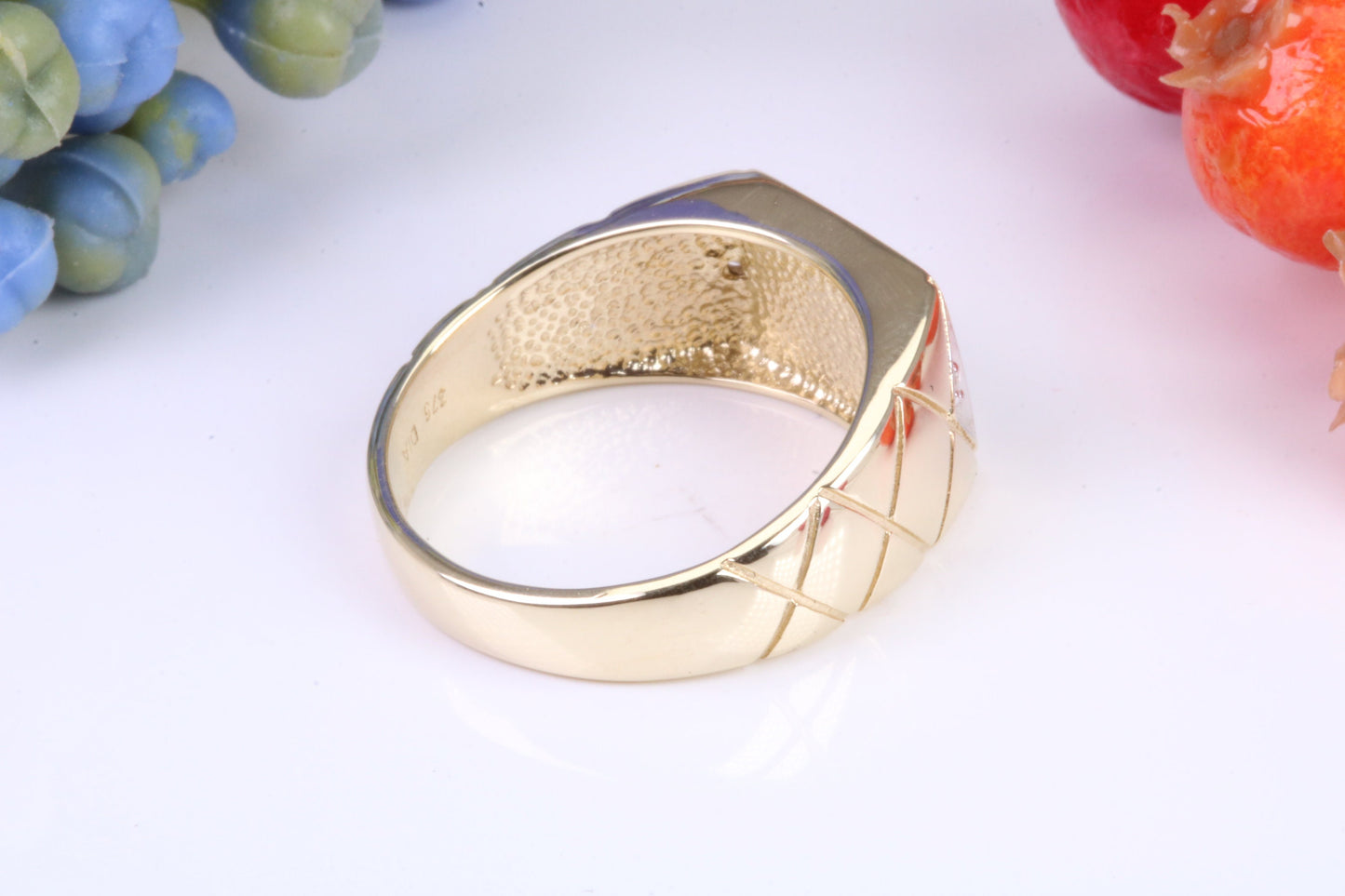 Gents Diamond and Black Onyx set Signet Ring, Made from Yellow Gold, British Hallmarked