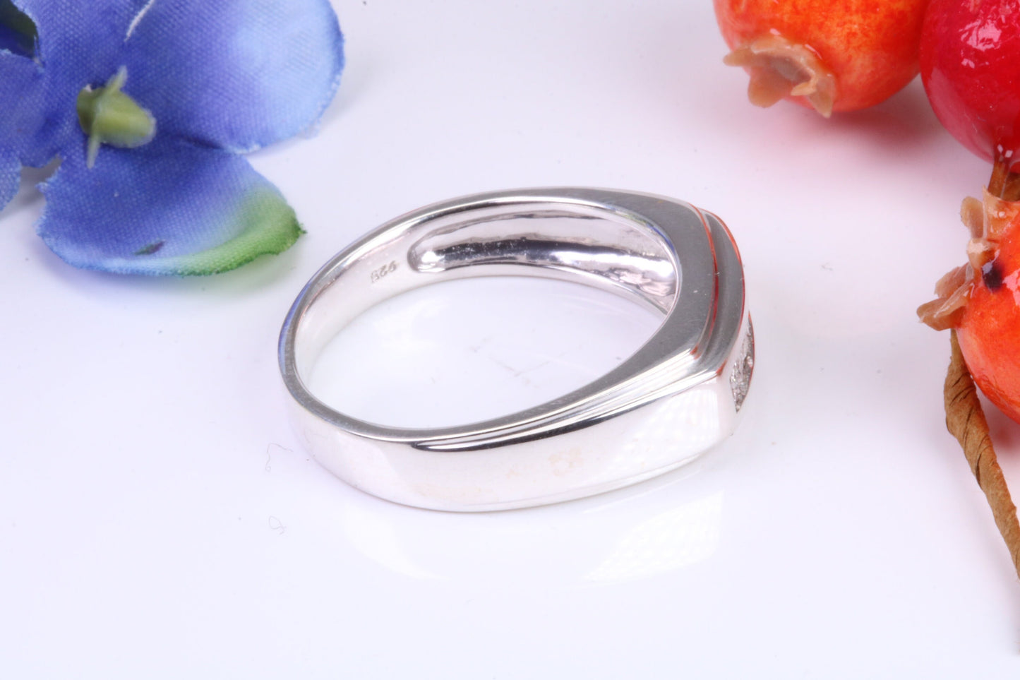 Gents Diamond set Signet Ring, Made from Solid Silver