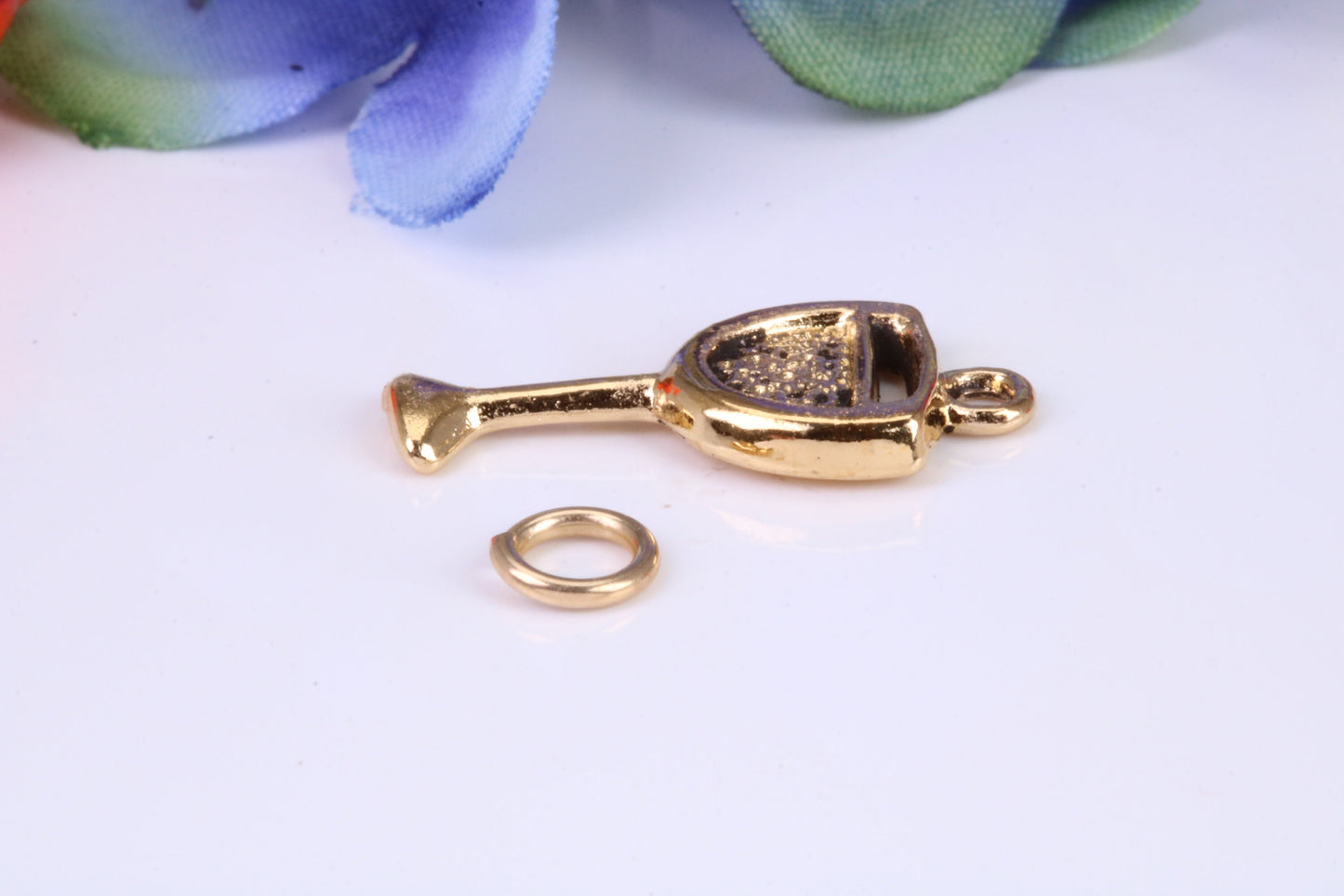 Wine Glass Charm, Traditional Charm, Made from Solid Yellow Gold, British Hallmarked, Complete with Attachment Link
