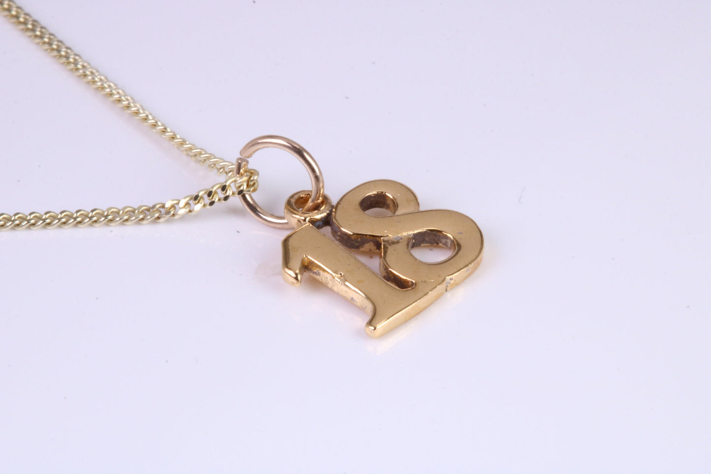 18th Birthday Necklace, Made from Solid Yellow Gold with High Polished Finish and 18 inch Gold Chain, British Hallmarked