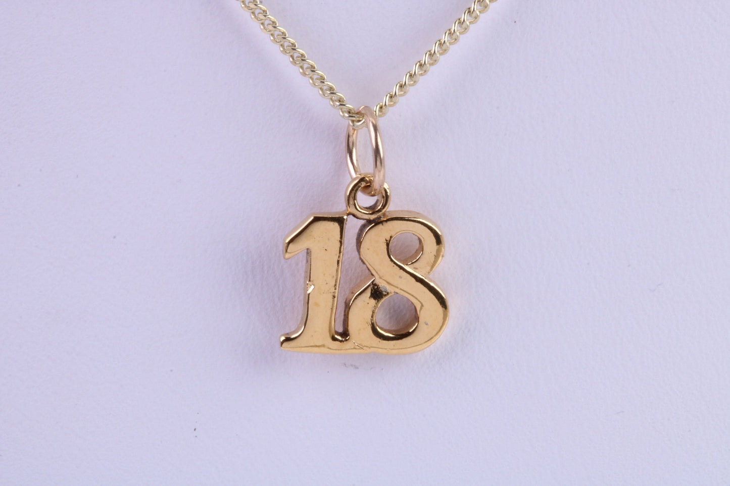 18th Birthday Necklace, Made from Solid Yellow Gold with High Polished Finish and 18 inch Gold Chain, British Hallmarked
