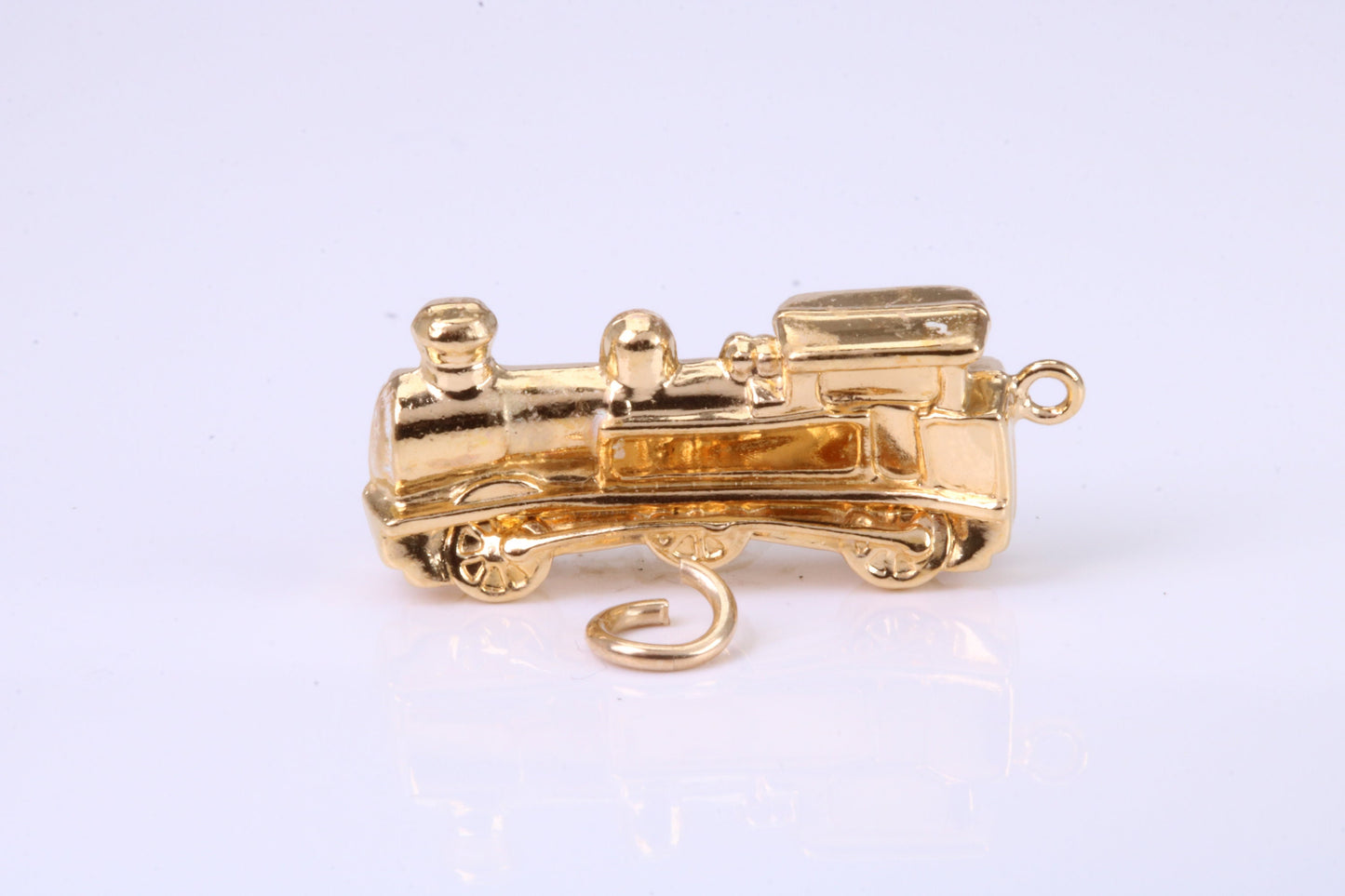 Train Charm, Traditional Charm, Made from Solid Yellow Gold, British Hallmarked, Complete with Attachment Link