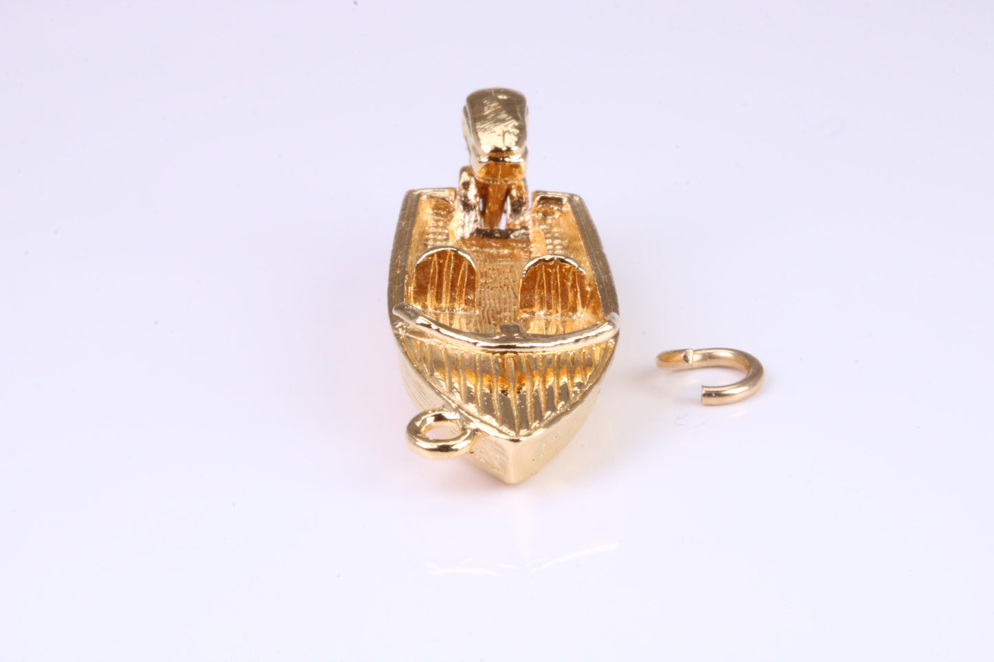 Speed Boat Charm, Traditional Charm, Made from Solid Yellow Gold, British Hallmarked, Complete with Attachment Link