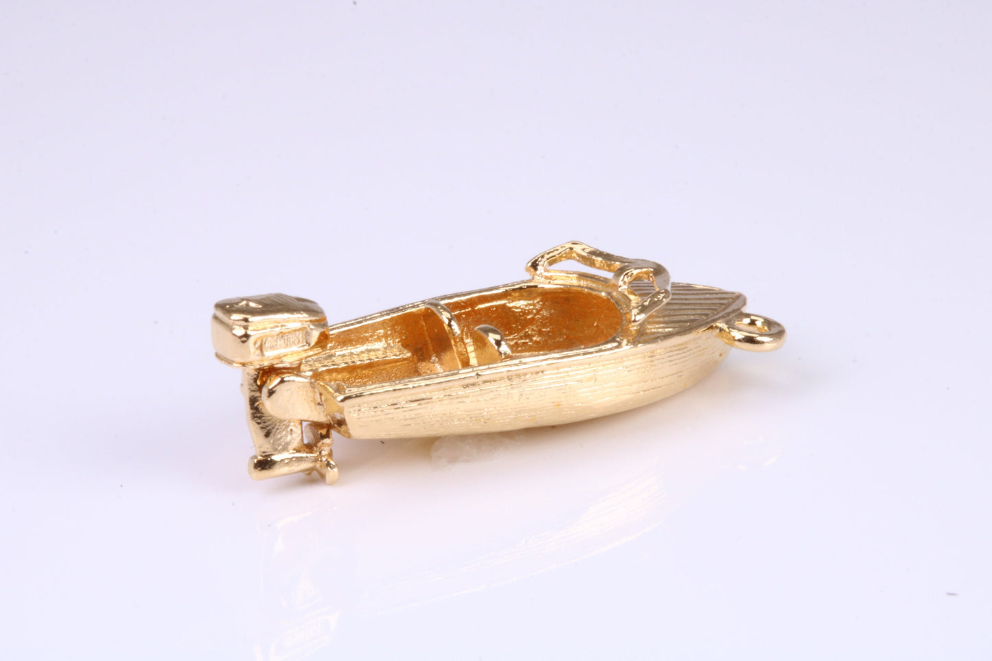 Speed Boat Charm, Traditional Charm, Made from Solid Yellow Gold, British Hallmarked, Complete with Attachment Link