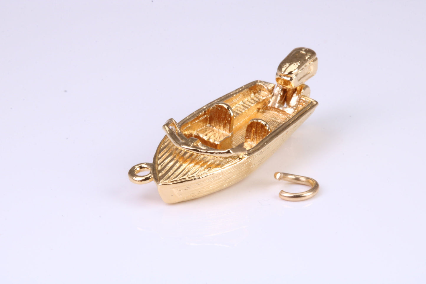 Speed Boat Charm, Traditional Charm, Made from Solid Yellow Gold, British Hallmarked, Complete with Attachment Link