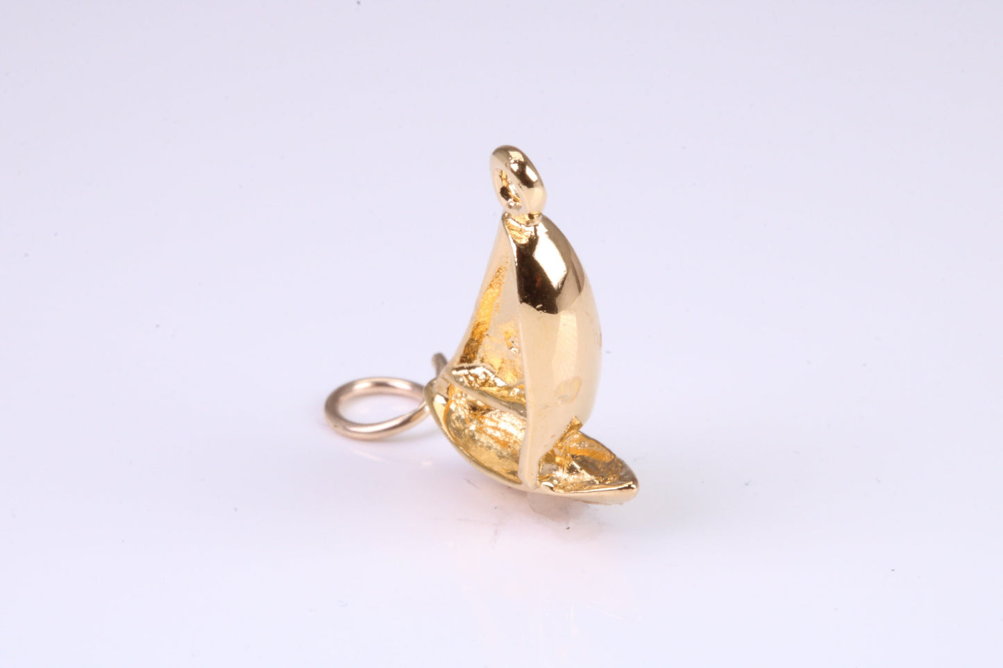 Sailing Dingy Charm, Traditional Charm, Made from Solid Yellow Gold, British Hallmarked, Complete with Attachment Link