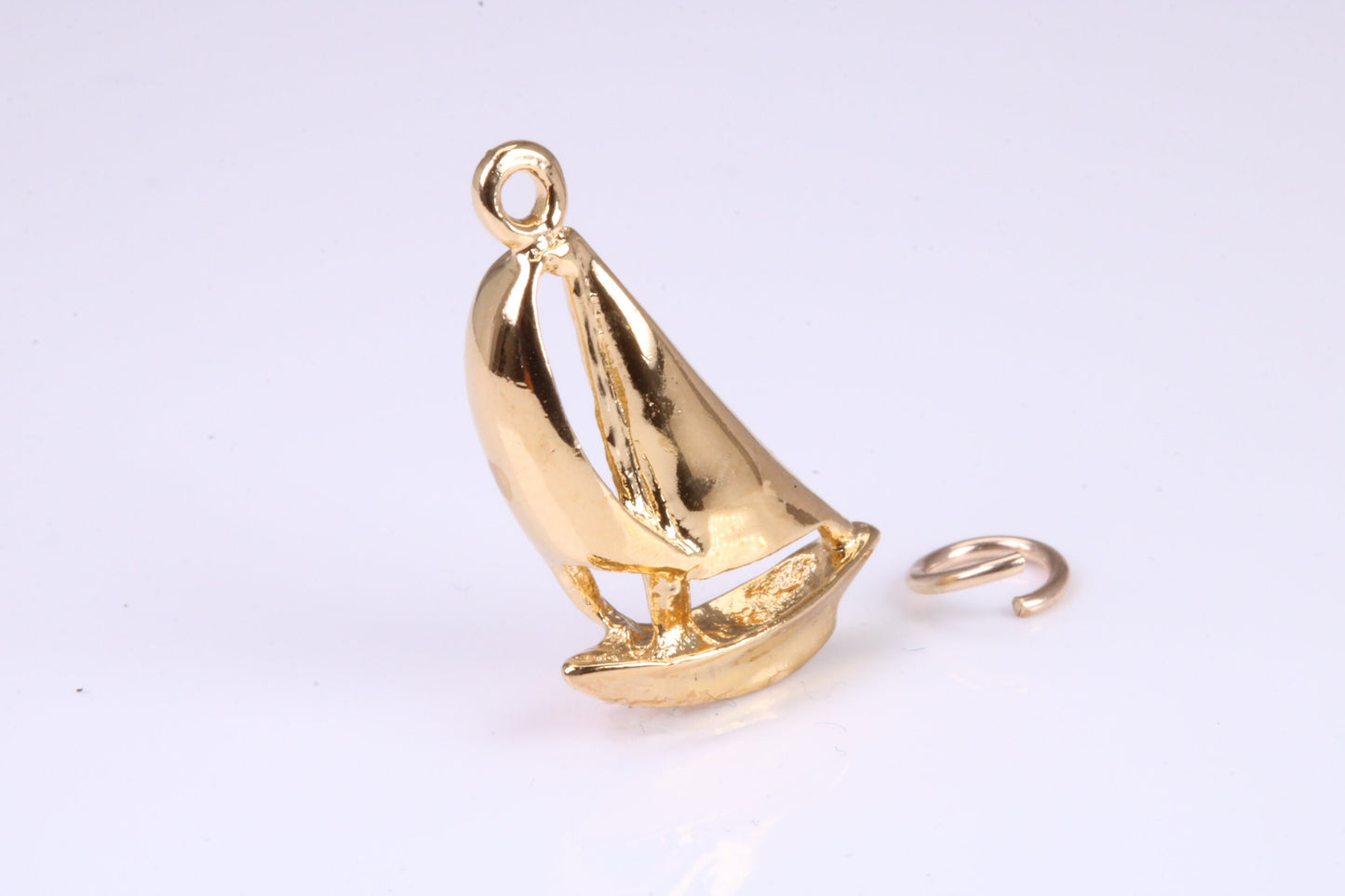 Sailing Dingy Charm, Traditional Charm, Made from Solid Yellow Gold, British Hallmarked, Complete with Attachment Link