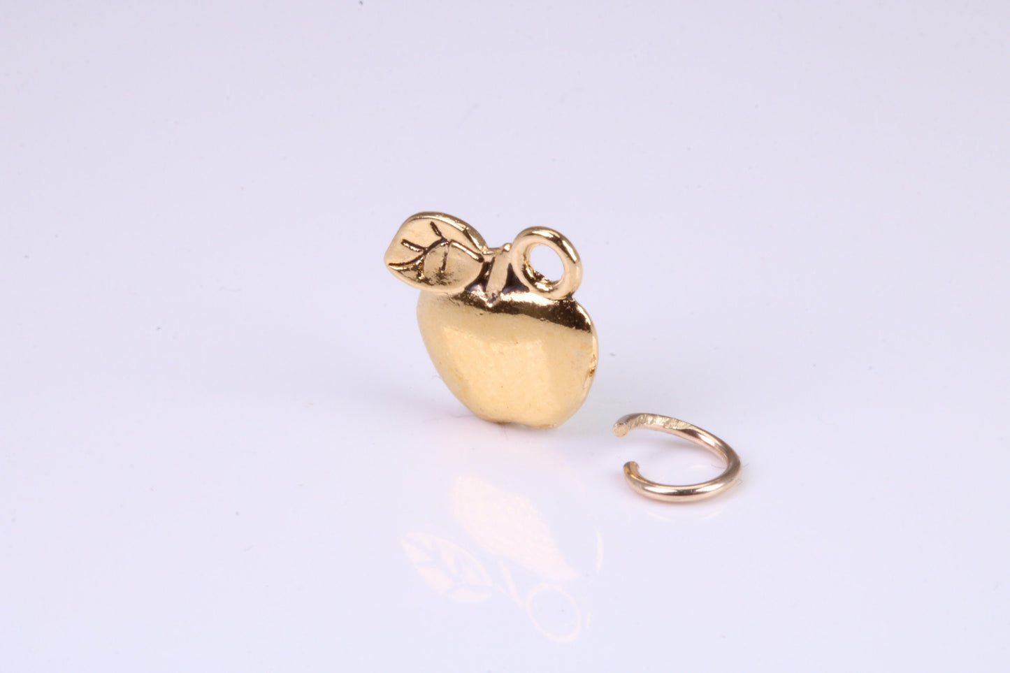 Apple Charm, Traditional Charm, Made from Solid Yellow Gold, British Hallmarked, Complete with Attachment Link