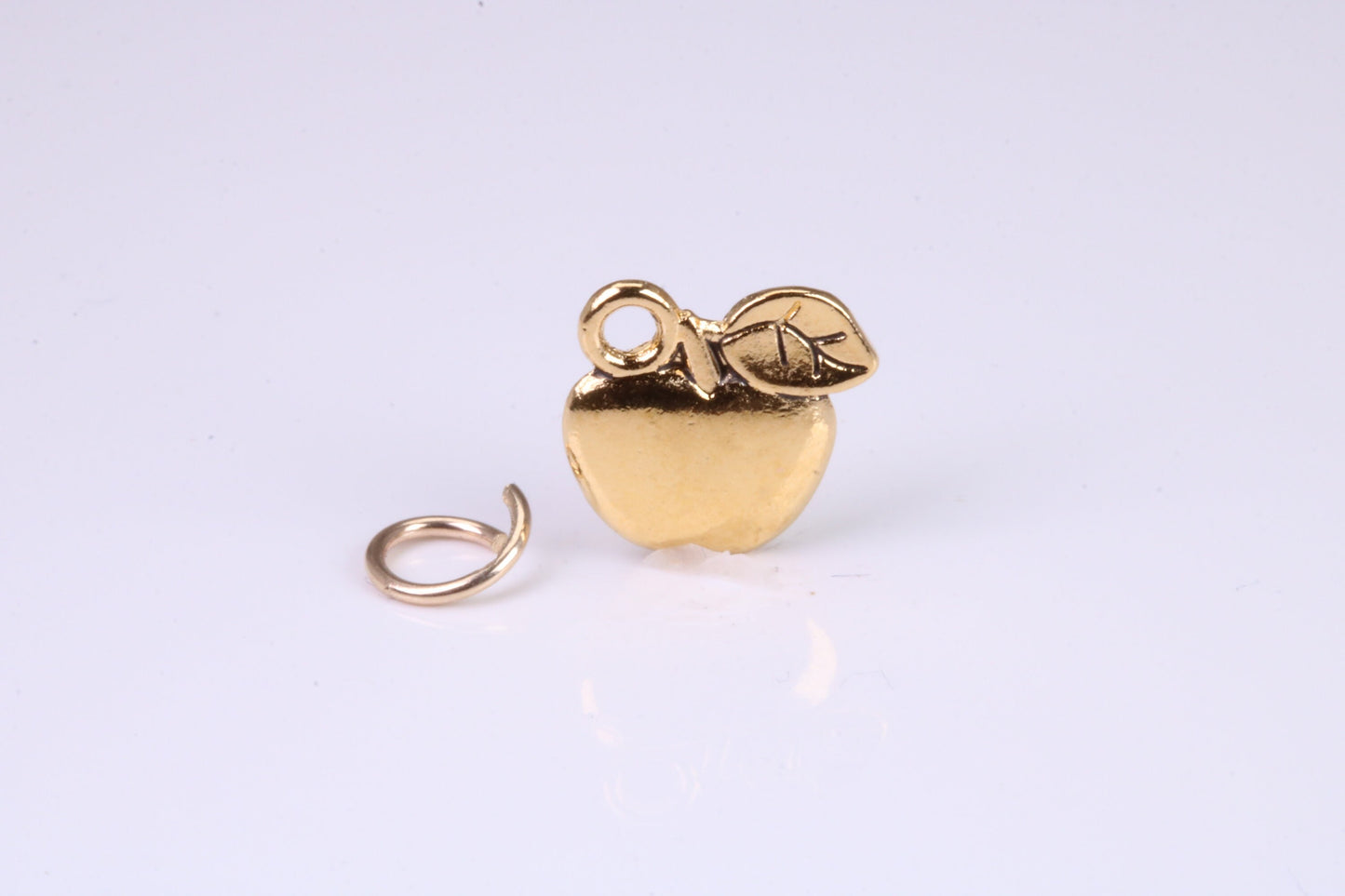 Apple Charm, Traditional Charm, Made from Solid Yellow Gold, British Hallmarked, Complete with Attachment Link
