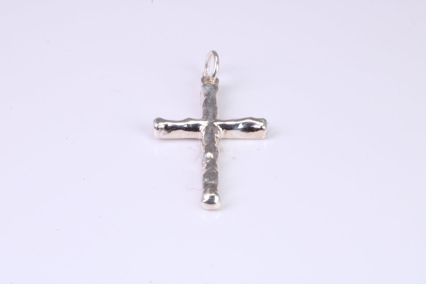 25 mm Long, Sterling Silver Bark effect Cross, Made From Solid Cast Silver