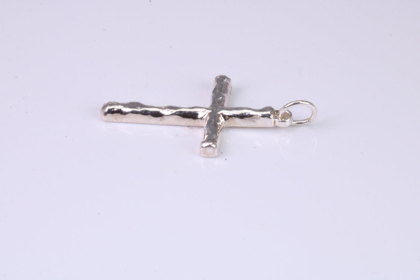25 mm Long, Sterling Silver Bark effect Cross, Made From Solid Cast Silver