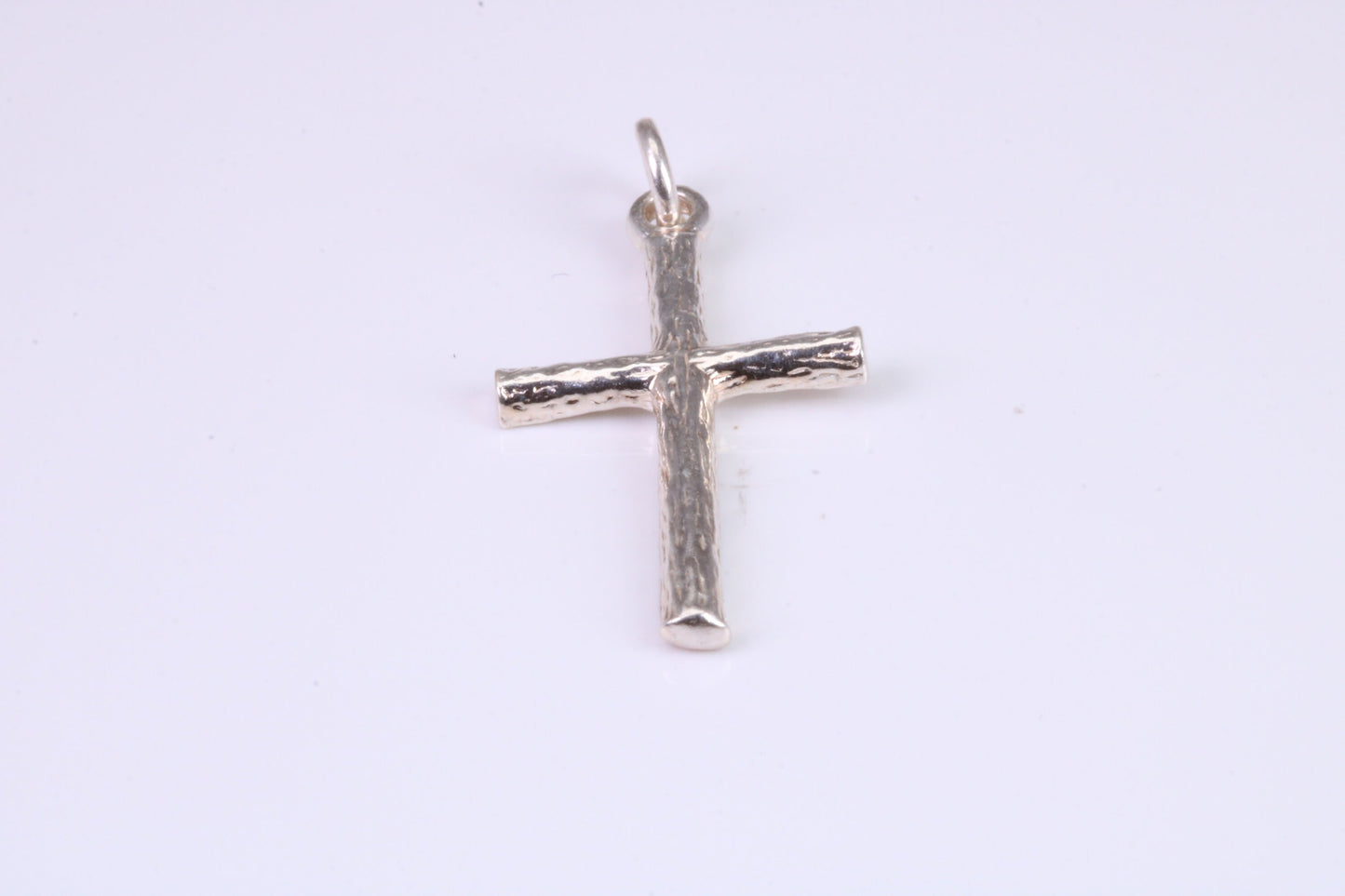 27 mm Long, Sterling Silver Bark effect Cross, Made From Solid Cast Silver
