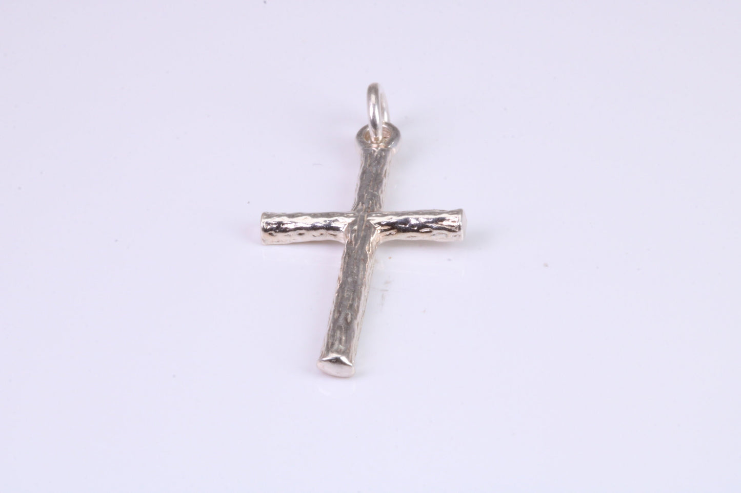27 mm Long, Sterling Silver Bark effect Cross, Made From Solid Cast Silver
