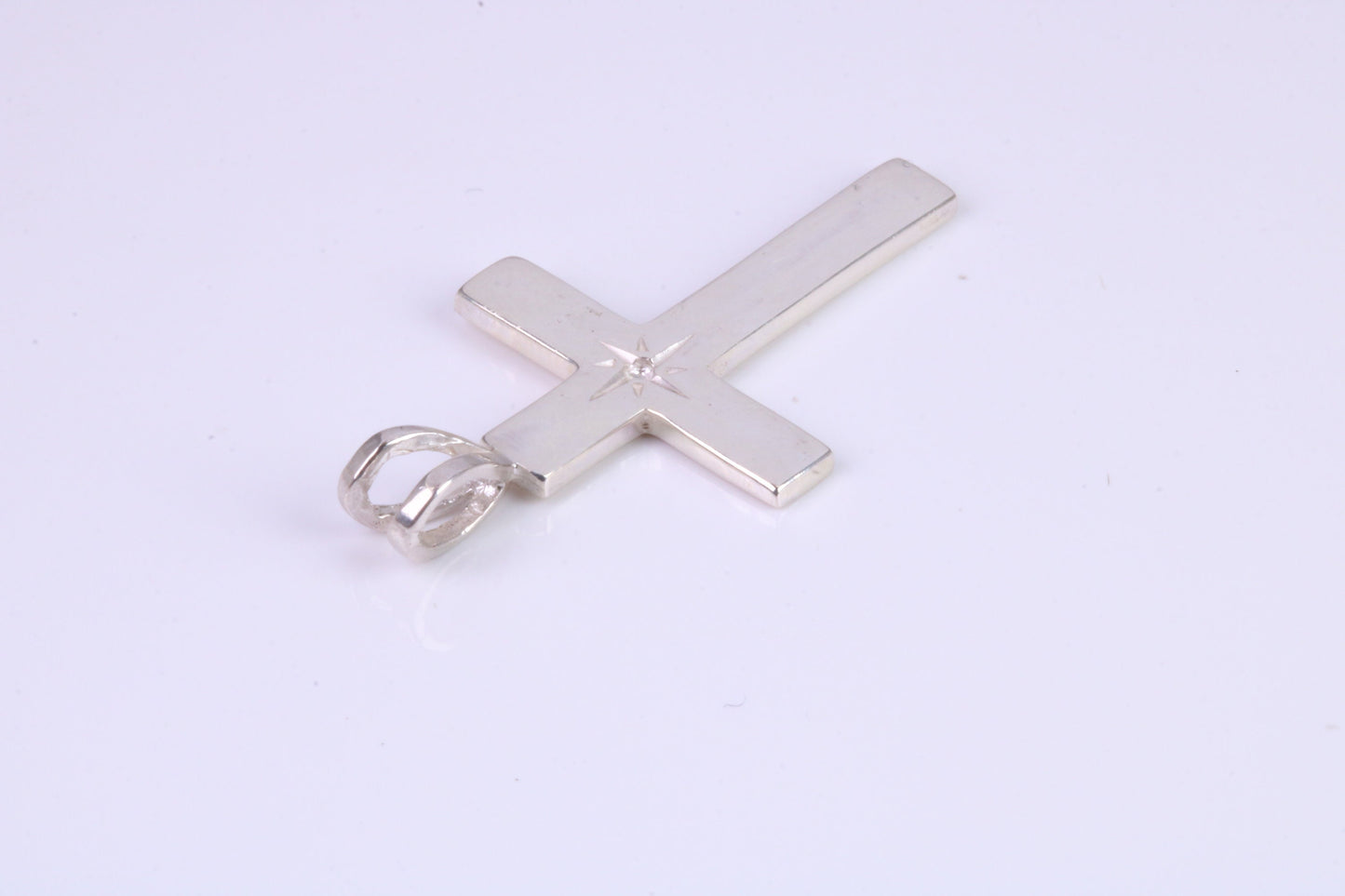 30 mm Long Plain Polished Silver Cross, Made From Solid Cast Silver
