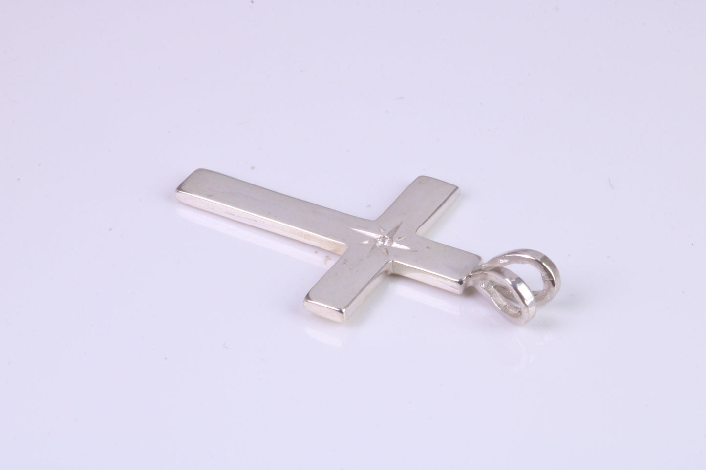 30 mm Long Plain Polished Silver Cross, Made From Solid Cast Silver