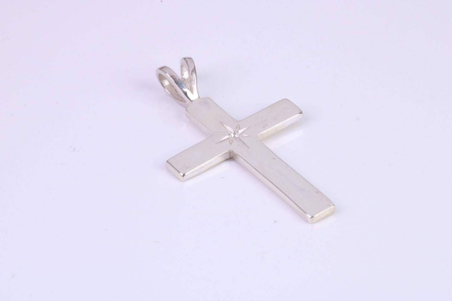 30 mm Long Plain Polished Silver Cross, Made From Solid Cast Silver