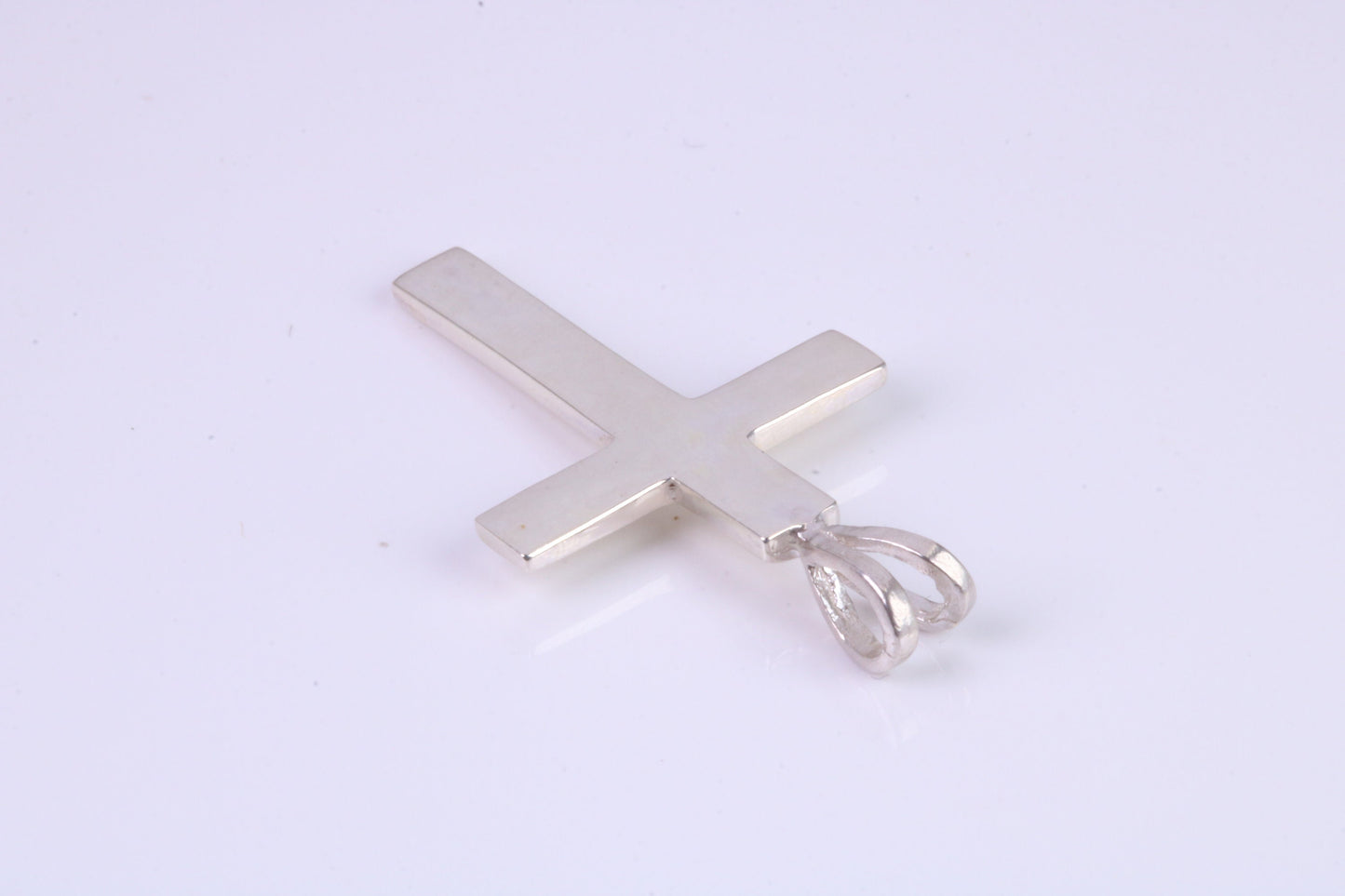 30 mm Long Plain Polished Silver Cross, Made From Solid Cast Silver