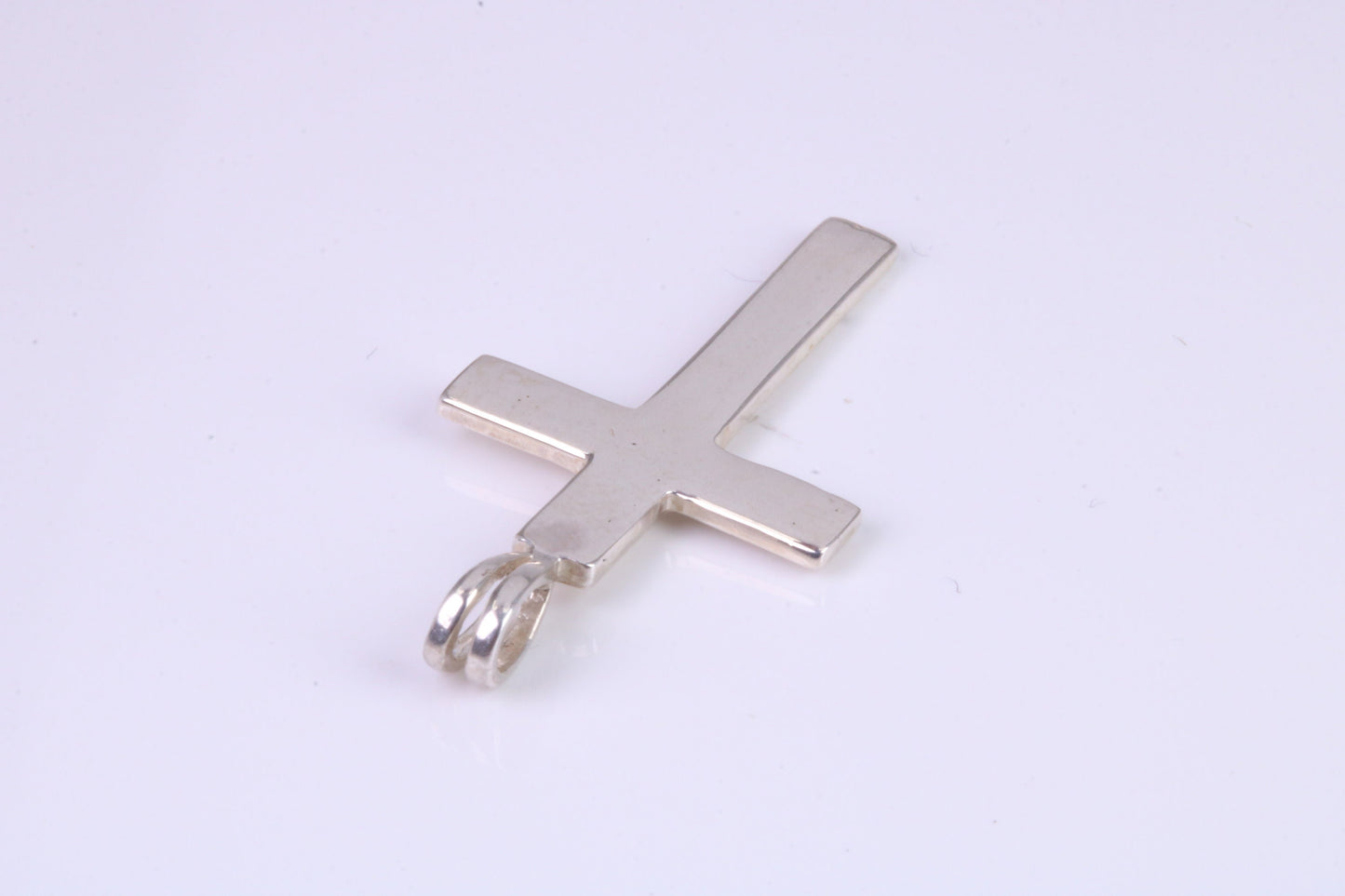 30 mm Long Plain Polished Silver Cross, Made From Solid Cast Silver