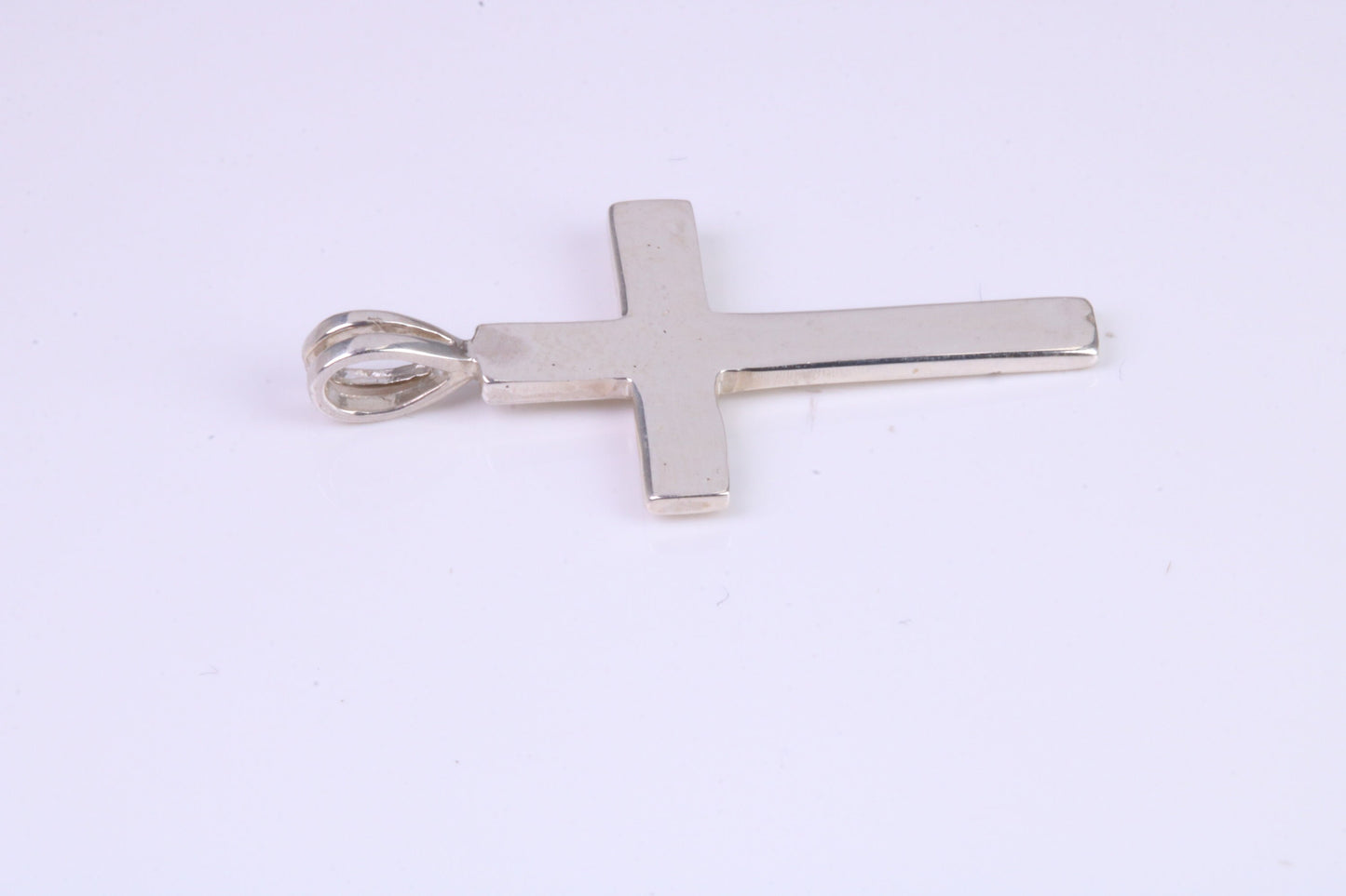 30 mm Long Plain Polished Silver Cross, Made From Solid Cast Silver