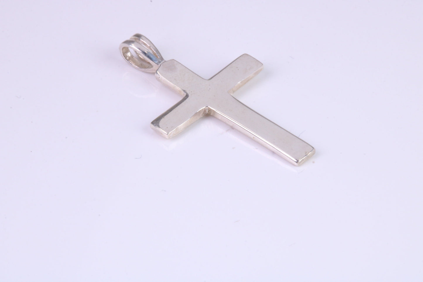 30 mm Long Plain Polished Silver Cross, Made From Solid Cast Silver