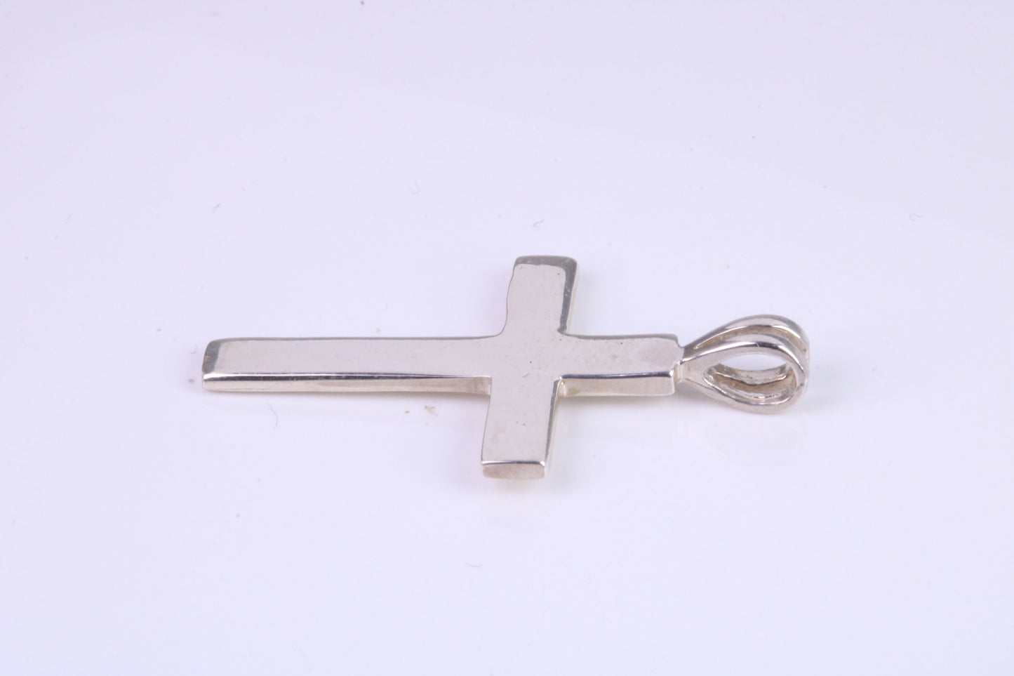 30 mm Long Plain Polished Silver Cross, Made From Solid Cast Silver