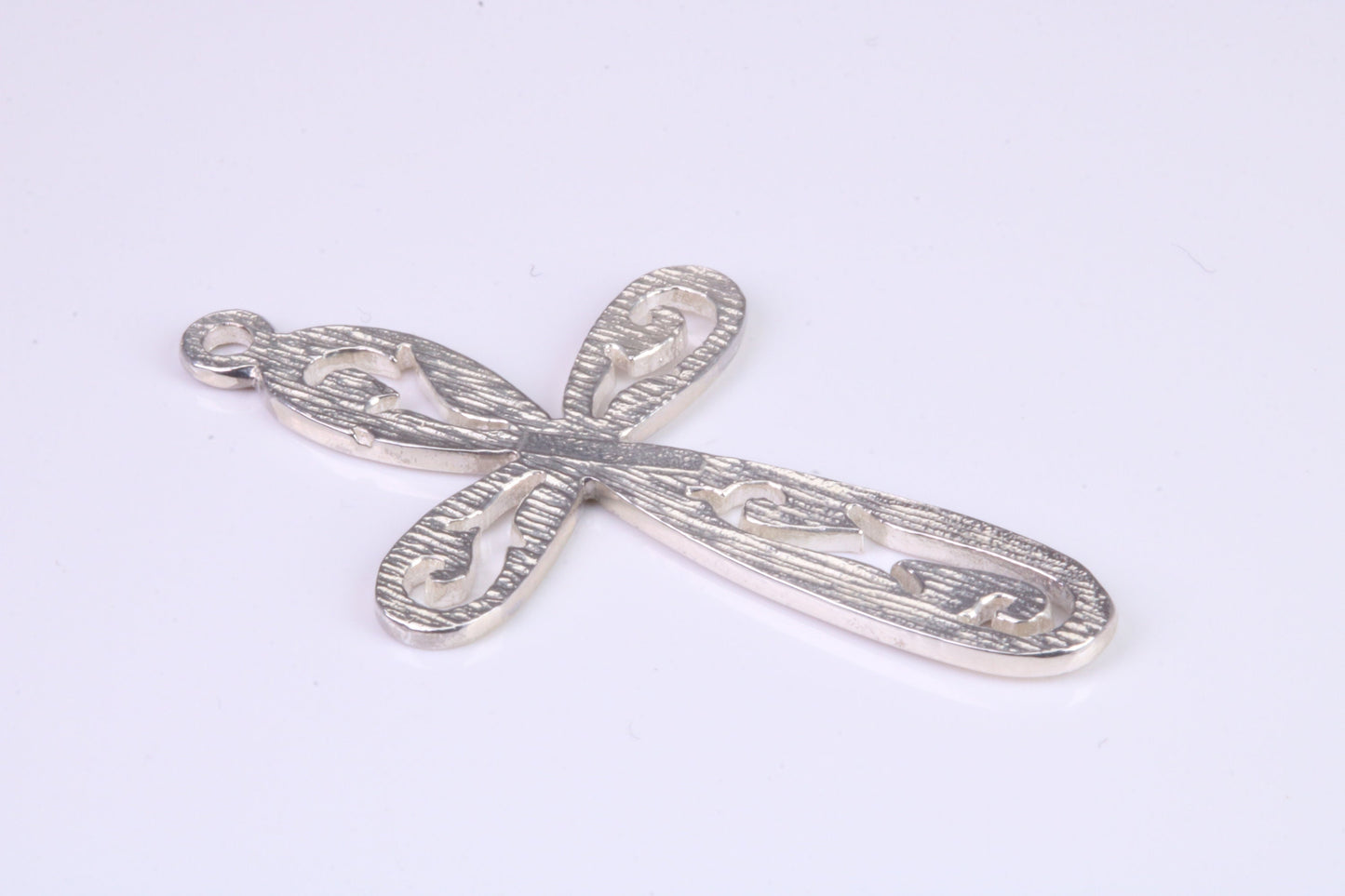 40 mm Long Patterned Cross, Made From Solid Cast Silver
