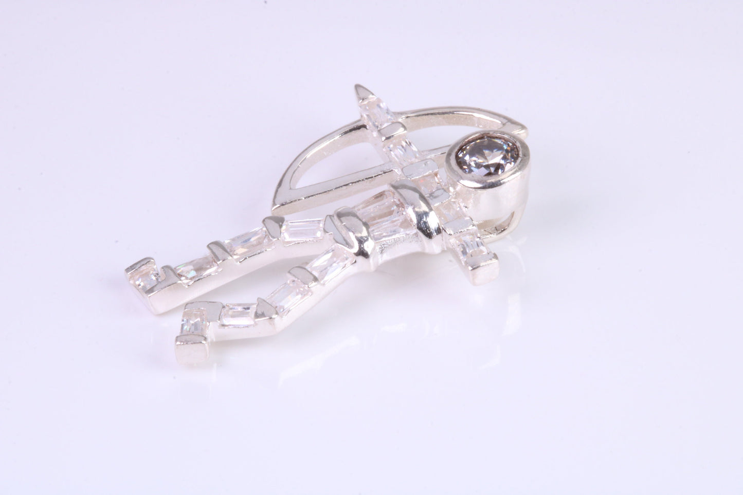 Archer Pendant, Made From Solid Cast Silver and set with Diamond White Cubic Zirconia