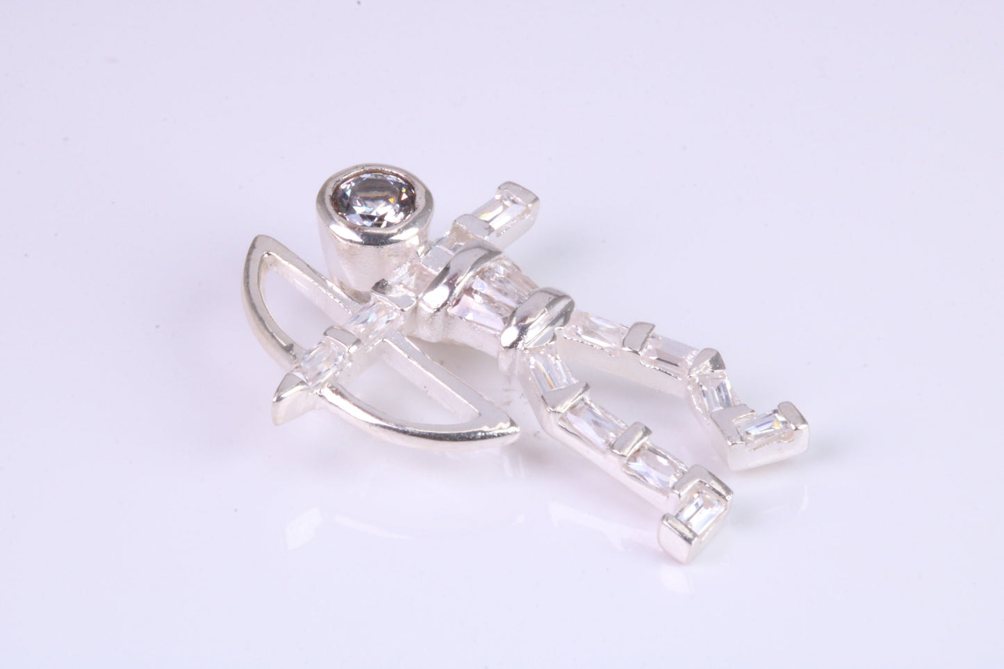 Archer Pendant, Made From Solid Cast Silver and set with Diamond White Cubic Zirconia