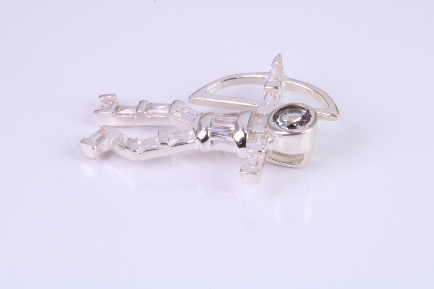 Archer Pendant, Made From Solid Cast Silver and set with Diamond White Cubic Zirconia