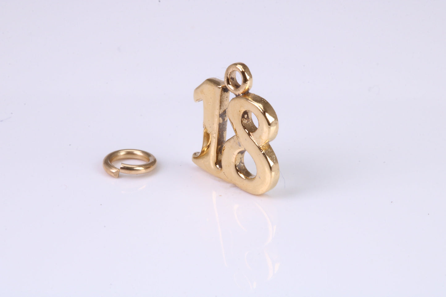 18th Birthday Charm, Traditional Charm, Made from Solid Yellow Gold, British Hallmarked, Complete with Attachment Link