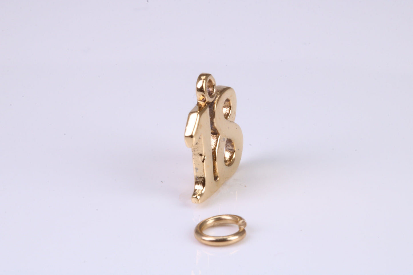 18th Birthday Charm, Traditional Charm, Made from Solid Yellow Gold, British Hallmarked, Complete with Attachment Link